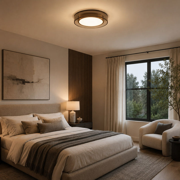 Modern Flush Mount Ceiling Light with Layered Glass and Energy Saving LED Technology