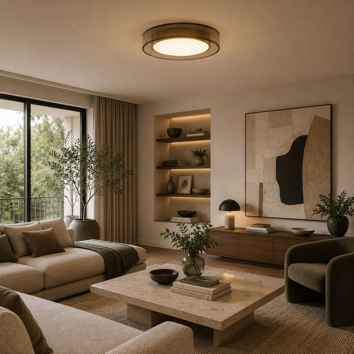 Modern Flush Mount Ceiling Light with Layered Glass and Energy Saving LED Technology