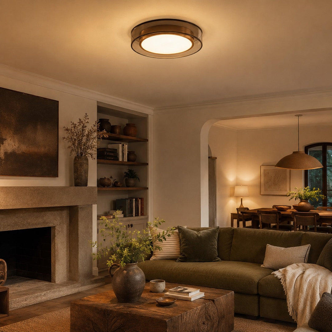 Modern Flush Mount Ceiling Light with Layered Glass and Energy Saving LED Technology