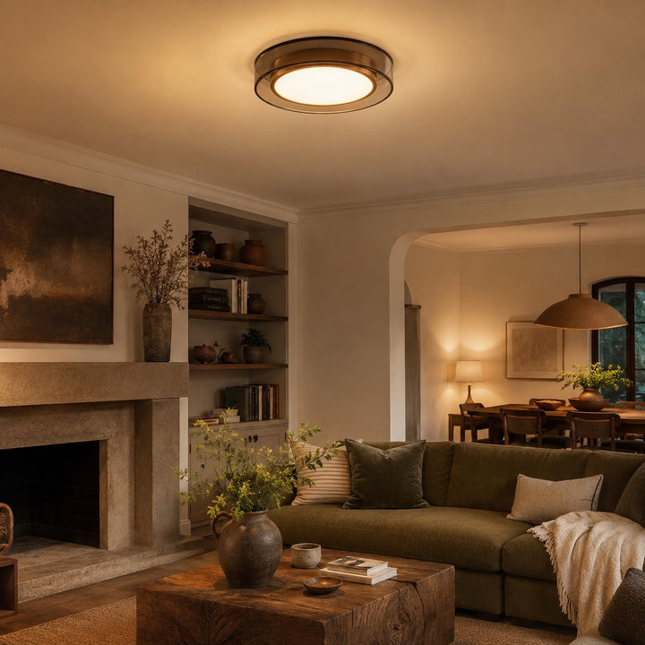 Modern Flush Mount Ceiling Light with Layered Glass and Energy Saving LED Technology