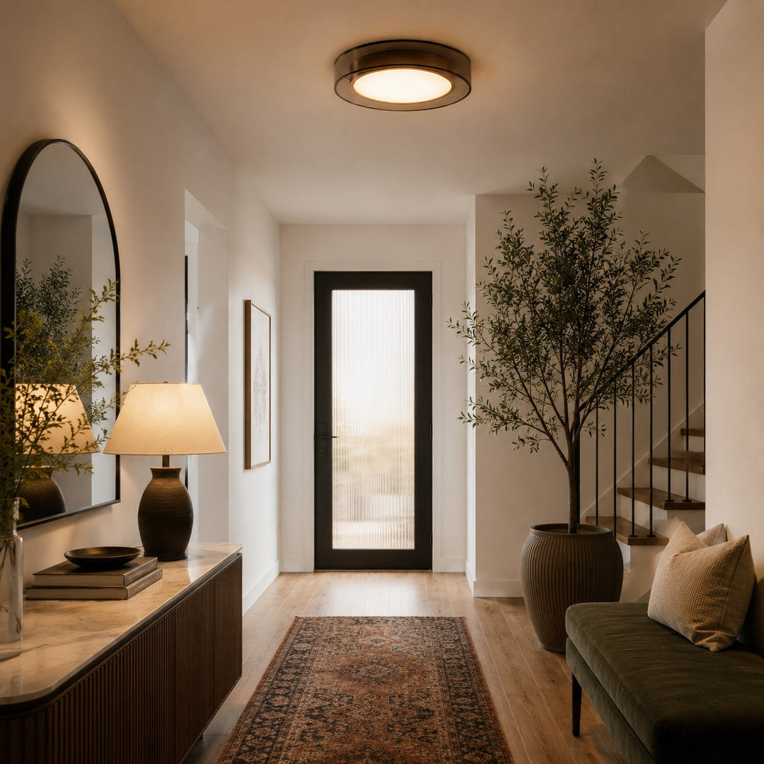Modern Flush Mount Ceiling Light with Layered Glass and Energy Saving LED Technology
