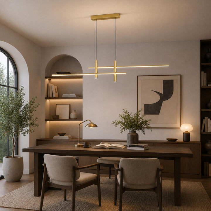 Modern Glass Pendant Light Adjustable Height Hanging Fixture LED for Kitchen Island