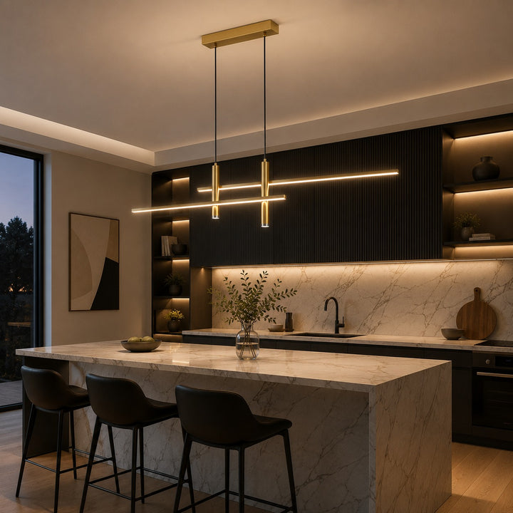 Modern Glass Pendant Light Adjustable Height Hanging Fixture LED for Kitchen Island