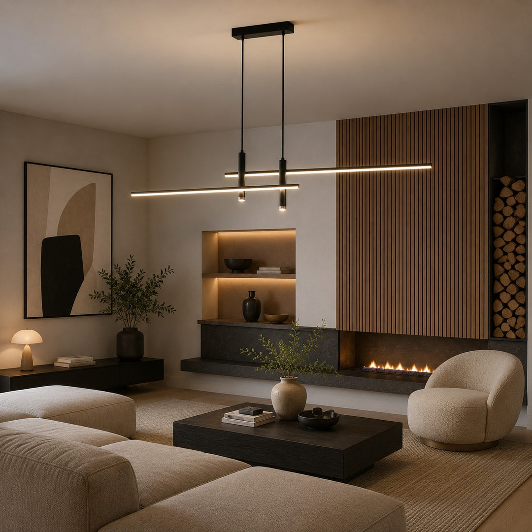 Modern Glass Pendant Light Adjustable Height Hanging Fixture LED for Kitchen Island