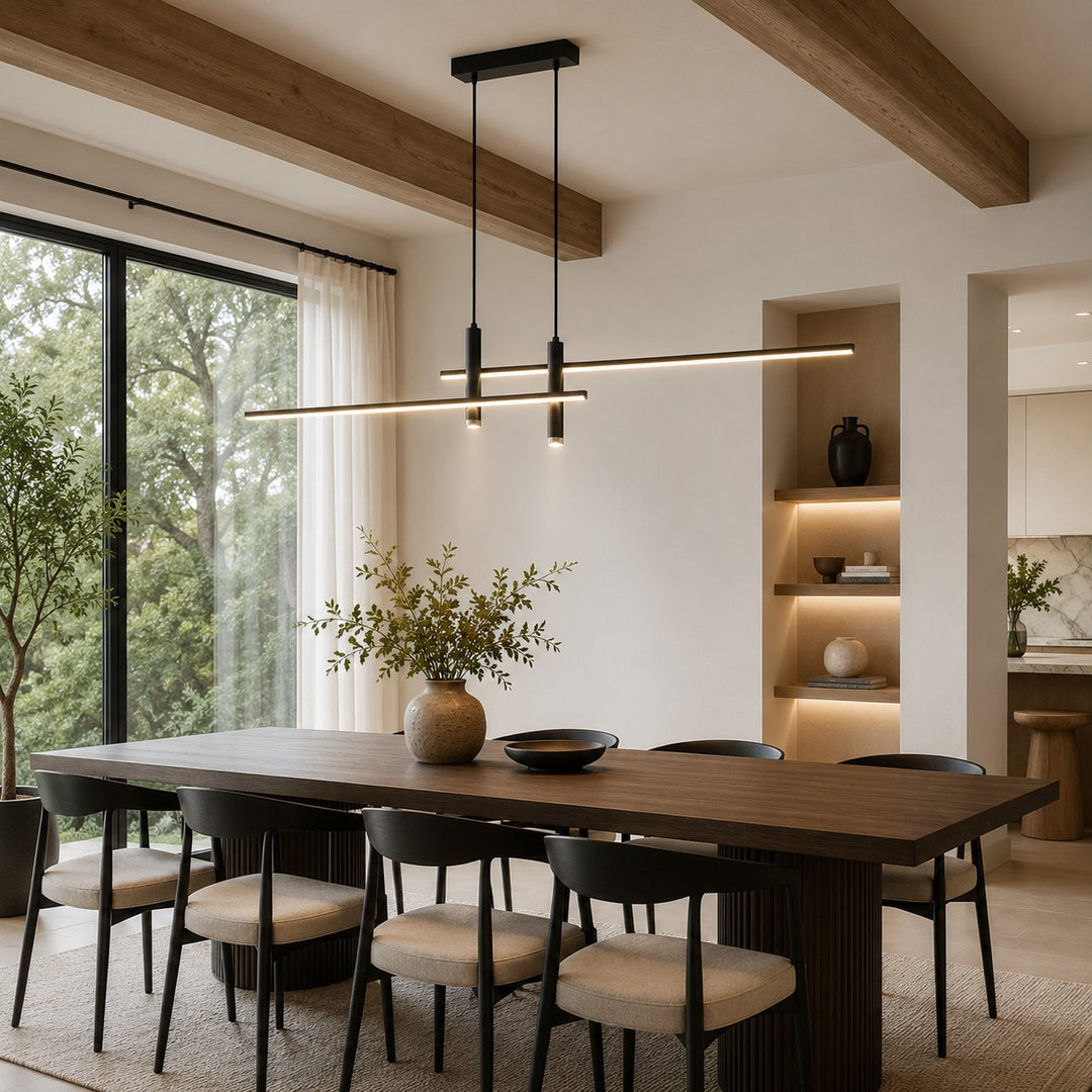 Modern Glass Pendant Light Adjustable Height Hanging Fixture LED for Kitchen Island