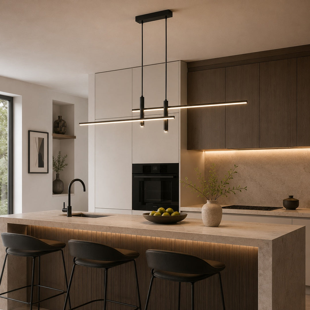 Modern Glass Pendant Light Adjustable Height Hanging Fixture LED for Kitchen Island