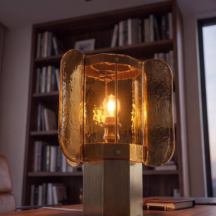 Modern Glass Table Lamp Adjustable Brightness USB Powered LED Nightstand Lamp for Home Decor