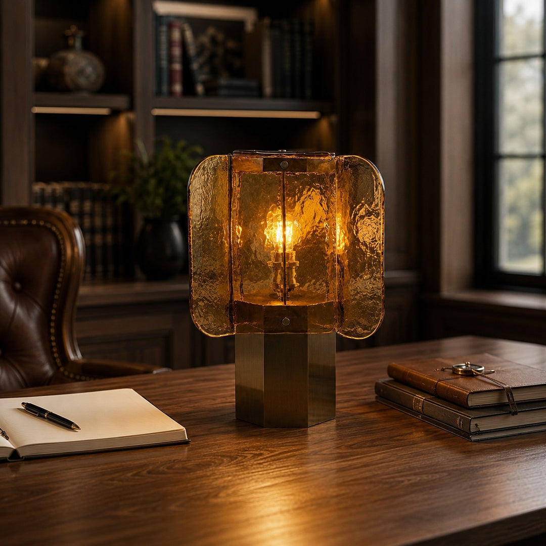 Modern Glass Table Lamp Adjustable Brightness USB Powered LED Nightstand Lamp for Home Decor