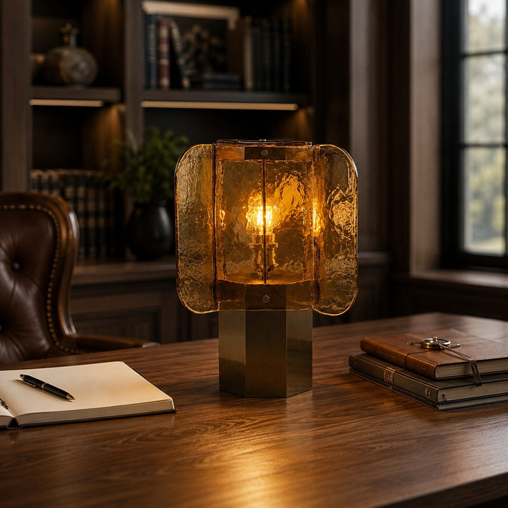 Modern Glass Table Lamp Adjustable Brightness USB Powered LED Nightstand Lamp for Home Decor