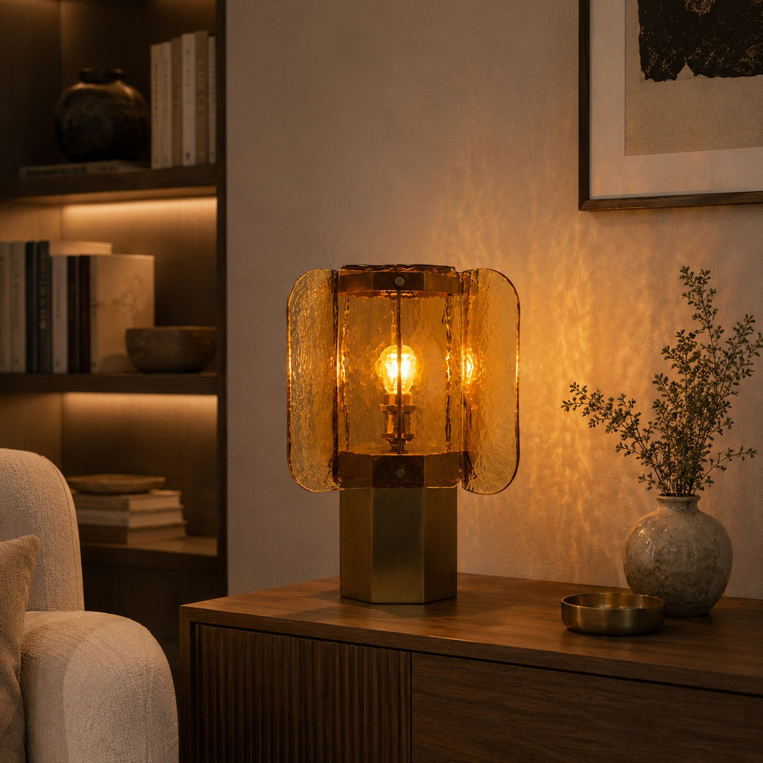 Modern Glass Table Lamp Adjustable Brightness USB Powered LED Nightstand Lamp for Home Decor