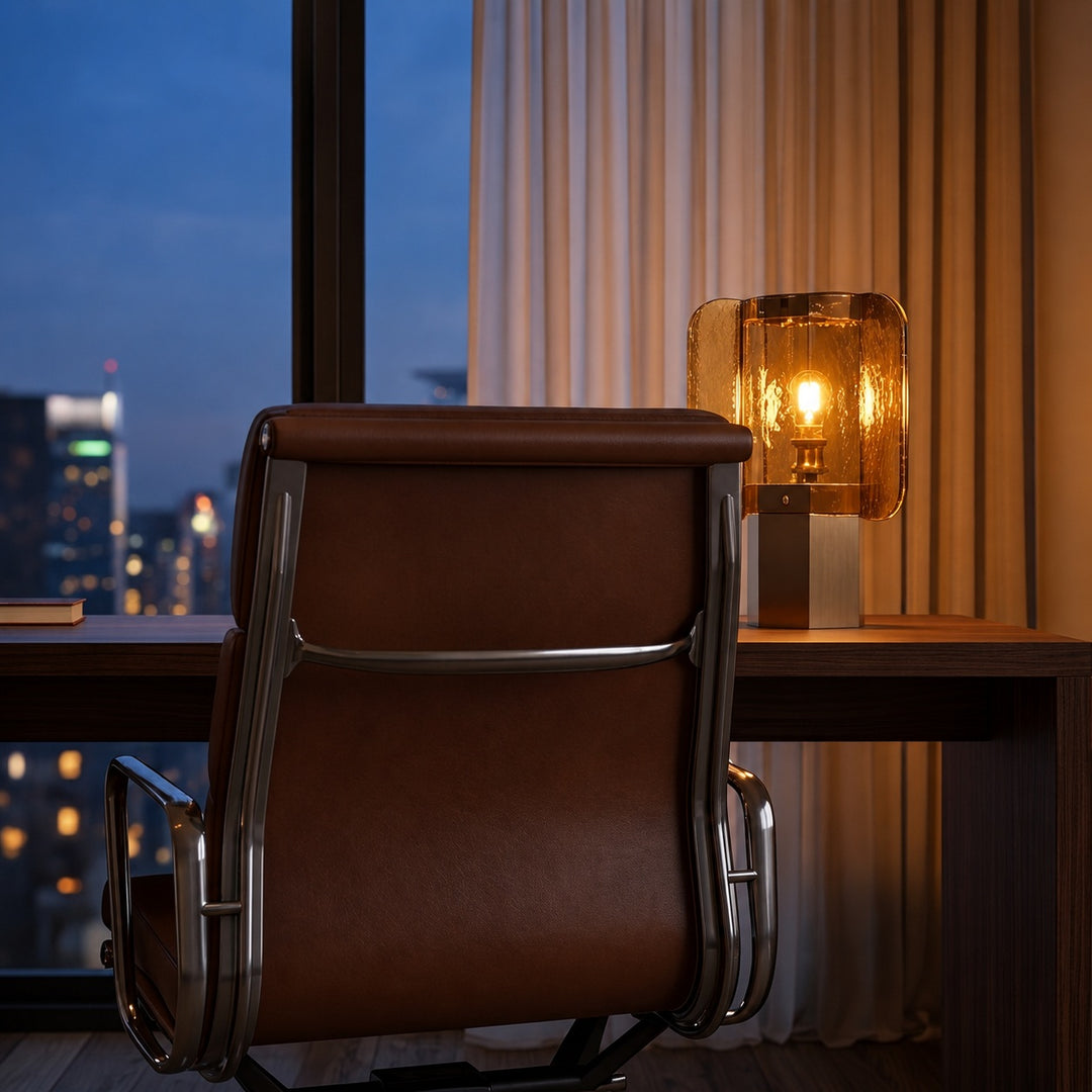 Modern Glass Table Lamp Adjustable Brightness USB Powered LED Nightstand Lamp for Home Decor