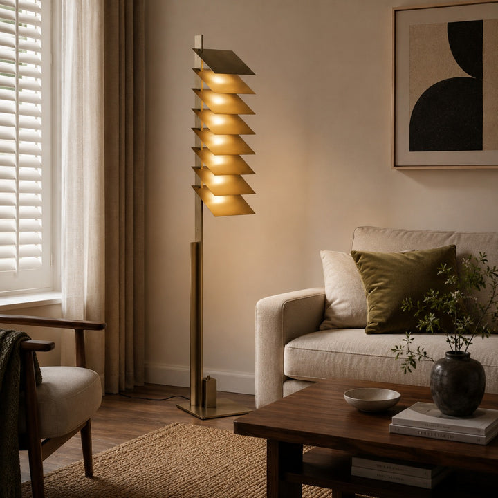 Modern Industrial Floor Lamp with Adjustable Aluminum Shade and Integrated LED in Bronze Finish