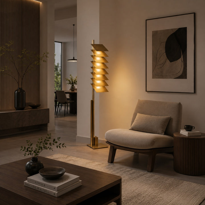 Modern Industrial Floor Lamp with Adjustable Aluminum Shade and Integrated LED in Bronze Finish