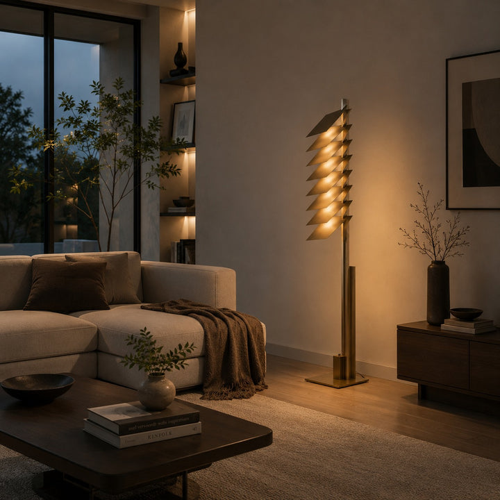 Modern Industrial Floor Lamp with Adjustable Aluminum Shade and Integrated LED in Bronze Finish