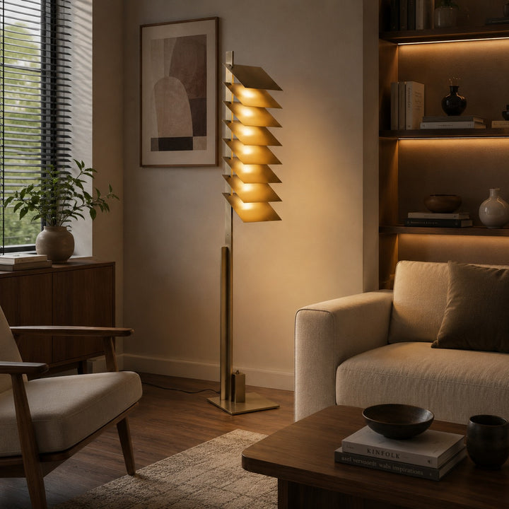 Modern Industrial Floor Lamp with Adjustable Aluminum Shade and Integrated LED in Bronze Finish