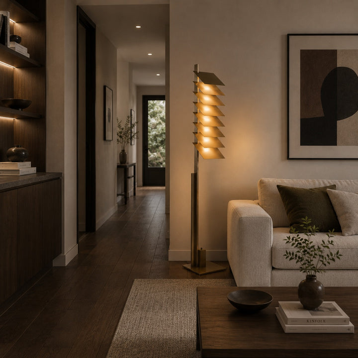 Modern Industrial Floor Lamp with Adjustable Aluminum Shade and Integrated LED in Bronze Finish