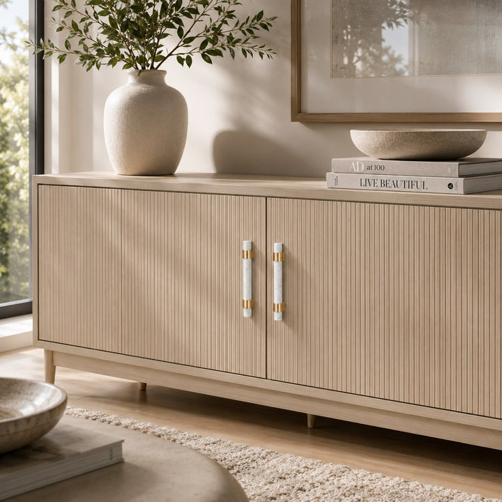 Modern Kitchen Cabinet Handles With Ergonomic Design Brass And Marble Durable Finish