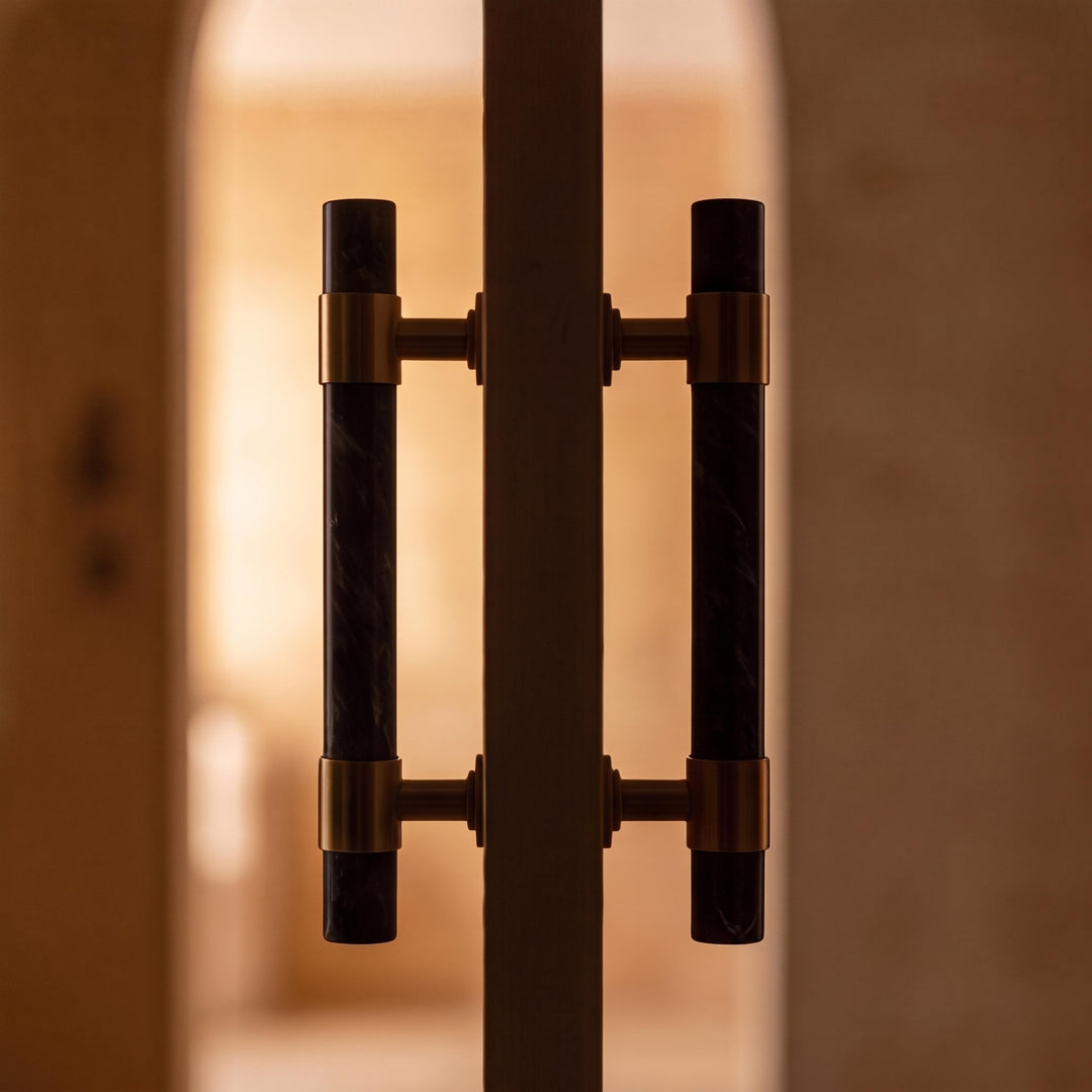Modern Kitchen Cabinet Handles With Ergonomic Design Brass And Marble Durable Finish