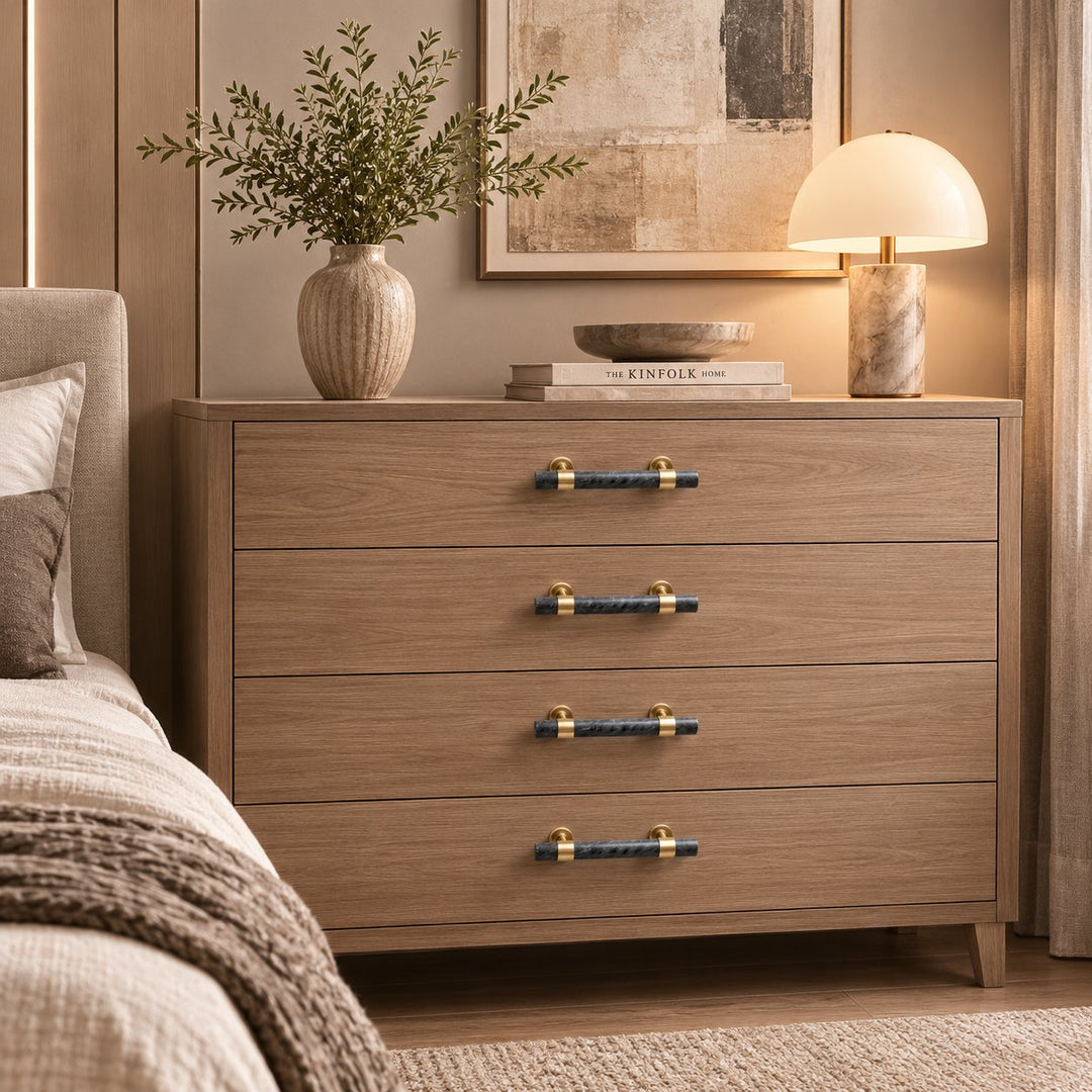 Modern Kitchen Cabinet Handles With Ergonomic Design Brass And Marble Durable Finish
