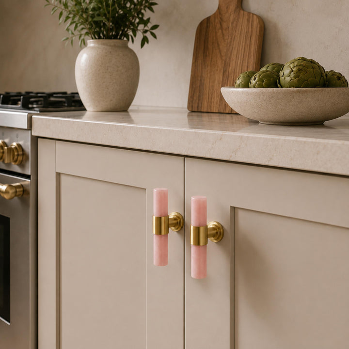 Modern Kitchen Cabinet Handles With Ergonomic Design Brass And Marble Durable Finish
