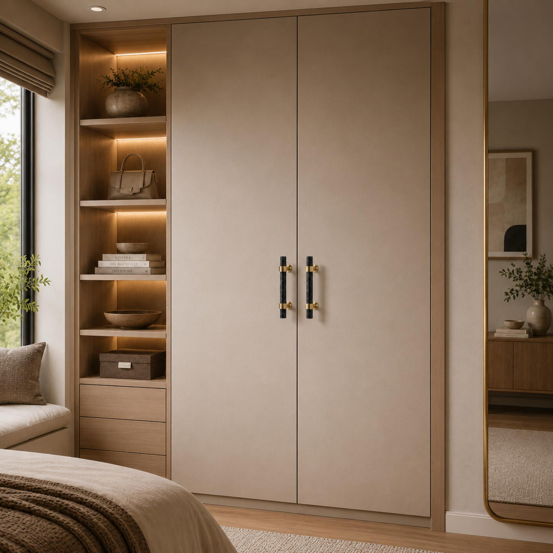 Modern Kitchen Cabinet Handles With Ergonomic Design Brass And Marble Durable Finish