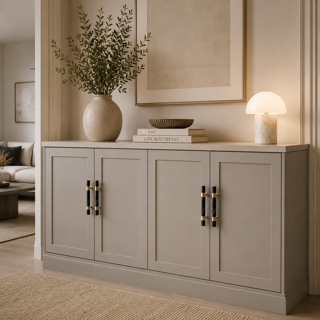 Modern Kitchen Cabinet Handles With Ergonomic Design Brass And Marble Durable Finish