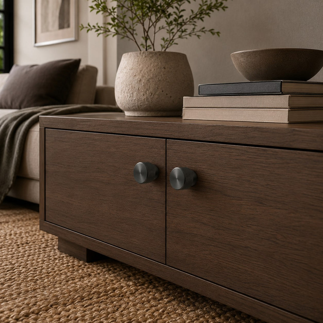 Modern Knurled Cabinet Handles and Knobs Set with Textured Grip for Easy Installation in Durable Metal