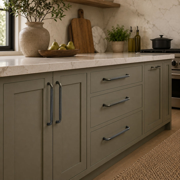 Modern Knurled Cabinet Handles and Knobs Set with Textured Grip for Easy Installation in Durable Metal