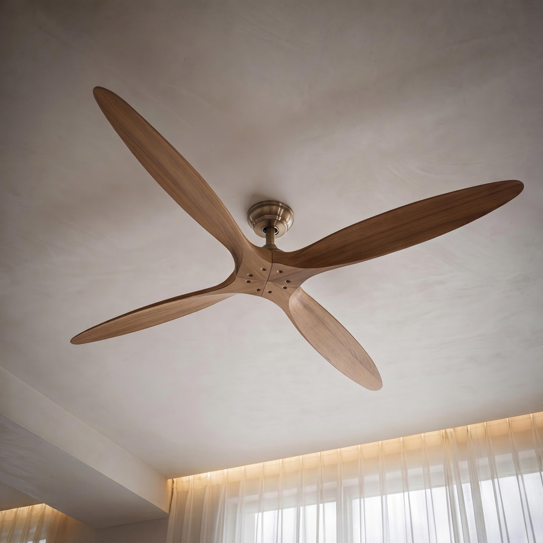 Modern Large Ceiling Fan Flush Mount Wood Blades 60 Inch DC Motor 6-Speed Remote Control