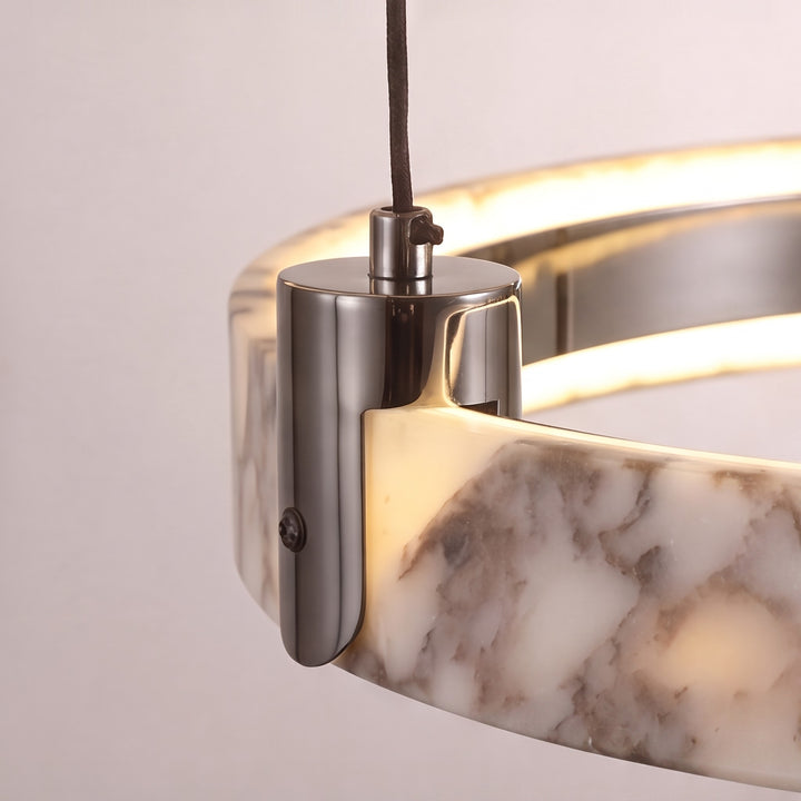 Modern Multi Ring Chandelier Pendant Light Adjustable Natural Marble Integrated LED Illumination