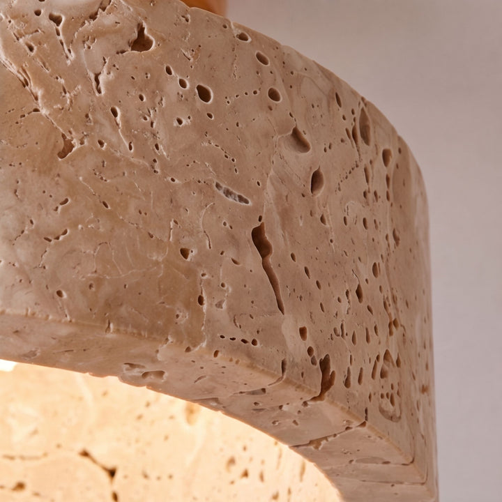 Modern Round Flush Mount Ceiling Light Fixture Yellow Travertine LED Dimmable 20cm