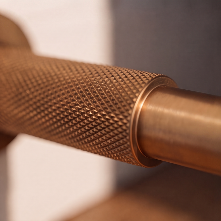 Modern Solid Brass Door Stop Wall Mounted Floor Mounted Knurled Design with Rubber-Capped Tip