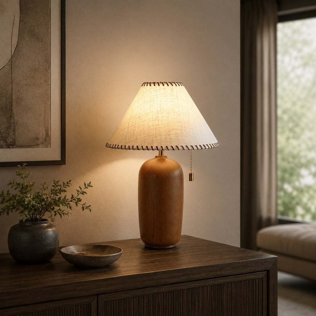 Modern Wood Table Lamp Adjustable LED Design for Home Office Nightstand or Desk Use