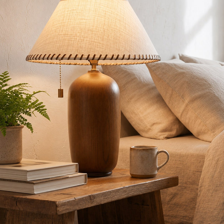 Modern Wood Table Lamp Adjustable LED Design for Home Office Nightstand or Desk Use
