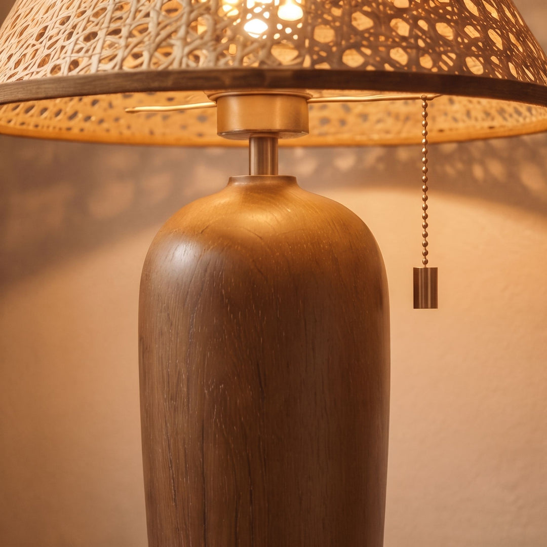 Modern Wood Table Lamp Adjustable LED Design for Home Office Nightstand or Desk Use