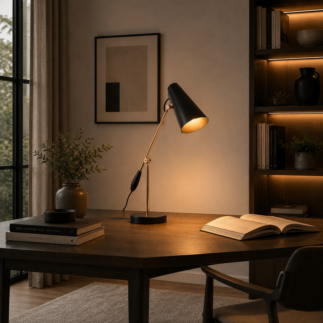 Modern Table Lamp Adjustable Steel LED with Inline Switch for Indoor Use
