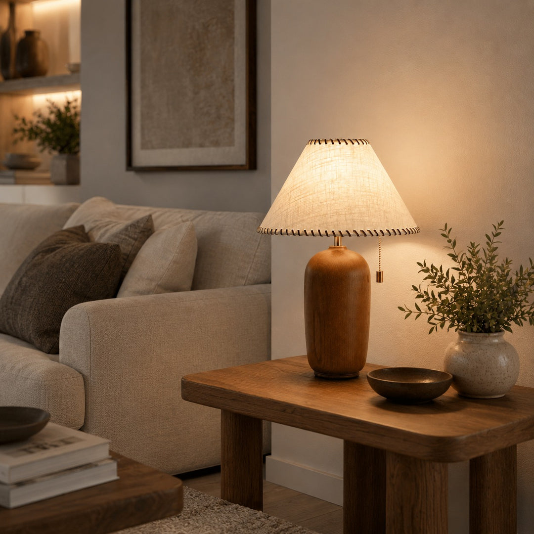 Modern Wood Table Lamp Adjustable LED Design for Home Office Nightstand or Desk Use