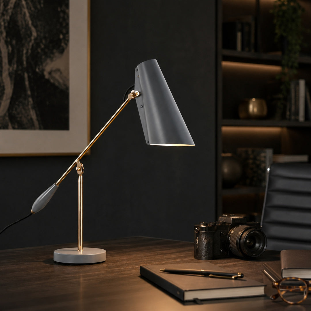Modern Table Lamp Adjustable Steel LED with Inline Switch for Indoor Use