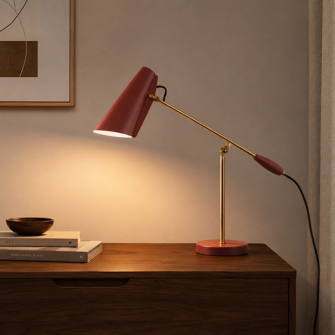 Modern Table Lamp Adjustable Steel LED with Inline Switch for Indoor Use