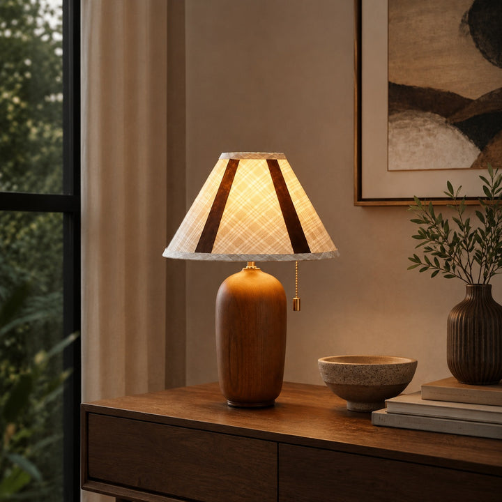 Modern Wood Table Lamp Adjustable LED Design for Home Office Nightstand or Desk Use