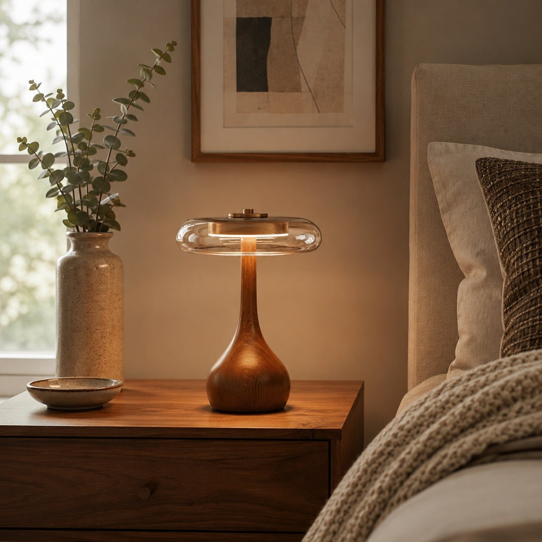 Modern Table Lamp with Adjustable Shade and Metal Base for Home Office or Bedroom Lighting