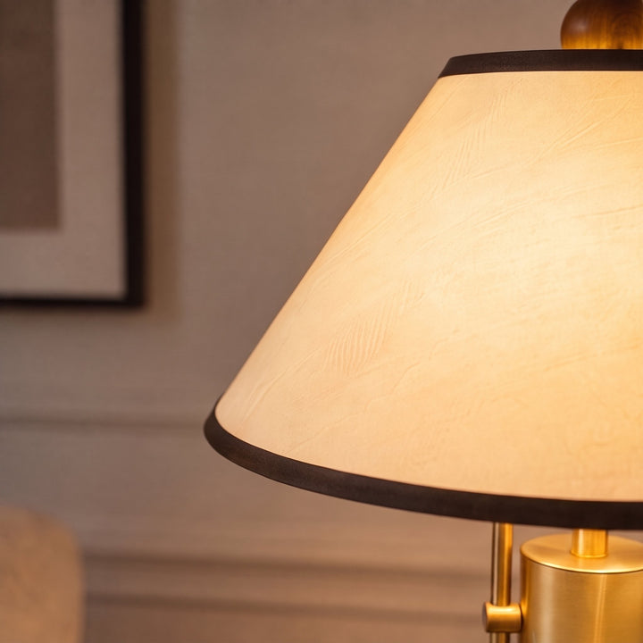 Modern Table Lamp with Fabric Shade and Solid Wood Body for Indoor Use LED Compatible