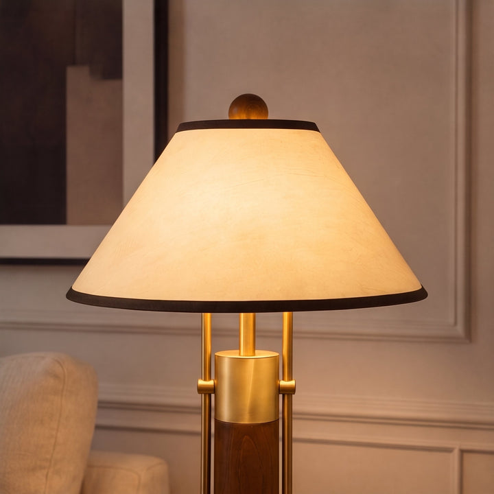 Modern Table Lamp with Fabric Shade and Solid Wood Body for Indoor Use LED Compatible