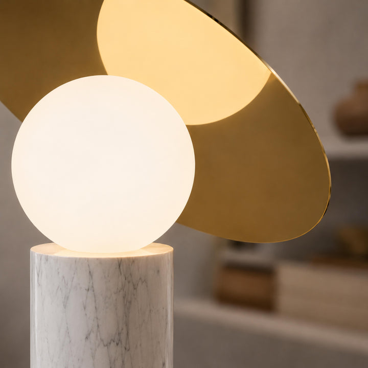 Modern Table Lamp with Rotating Shade and Marble Base for Adjustable Indoor Lighting