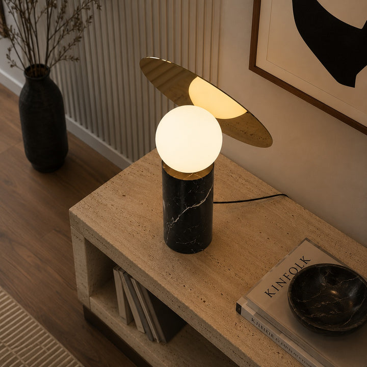 Modern Table Lamp with Rotating Shade and Marble Base for Adjustable Indoor Lighting