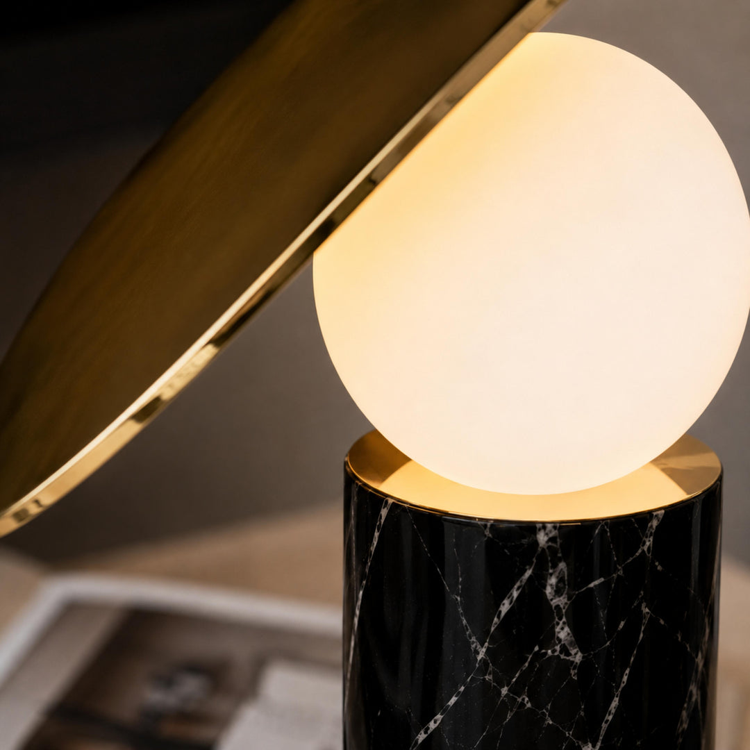 Modern Table Lamp with Rotating Shade and Marble Base for Adjustable Indoor Lighting