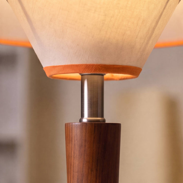 Modern Table Lamp with Wooden Base and Fabric Shade Plug-in Adjustable Dimmable 40W E26/E27