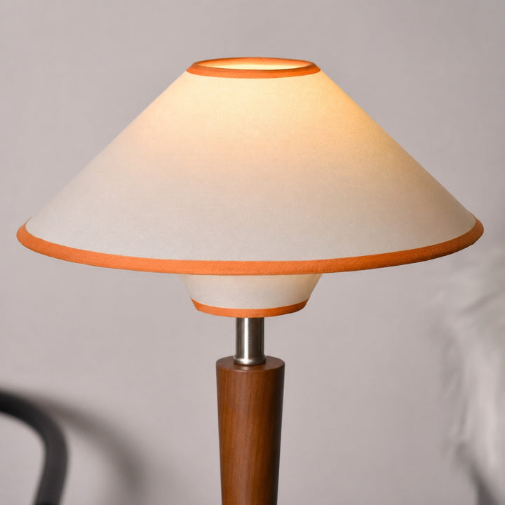 Modern Table Lamp with Wooden Base and Fabric Shade Plug-in Adjustable Dimmable 40W E26/E27