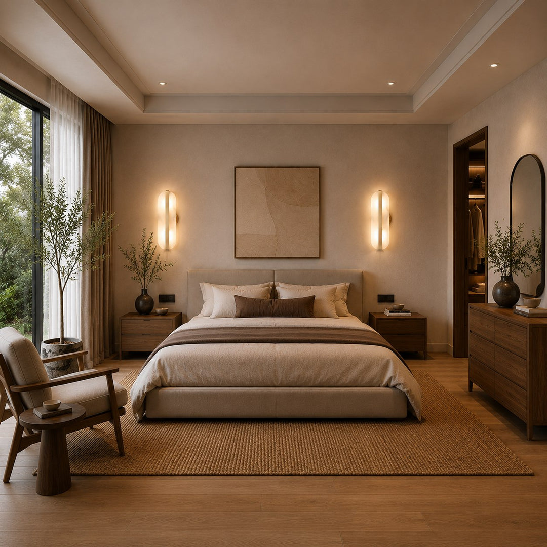 Modern Wall Light Alabaster Stone Brass Wall Mounted LED Sconce for Minimalist Interiors