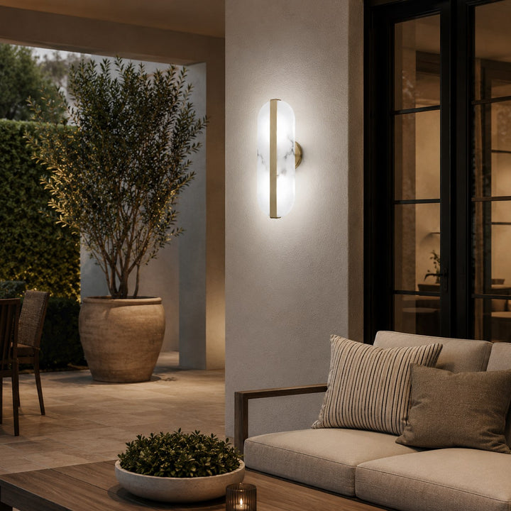 Modern Wall Light Alabaster Stone Brass Wall Mounted LED Sconce for Minimalist Interiors
